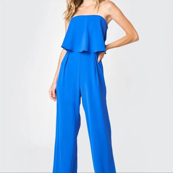 Sugar Lips Blue Elvie Strapless Jumpsuit Size XS - Picture 3 of 8